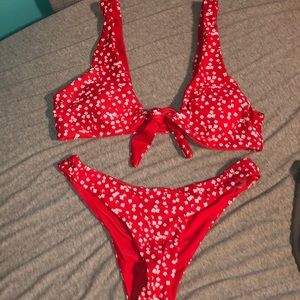 Red Swimsuit with white flowers